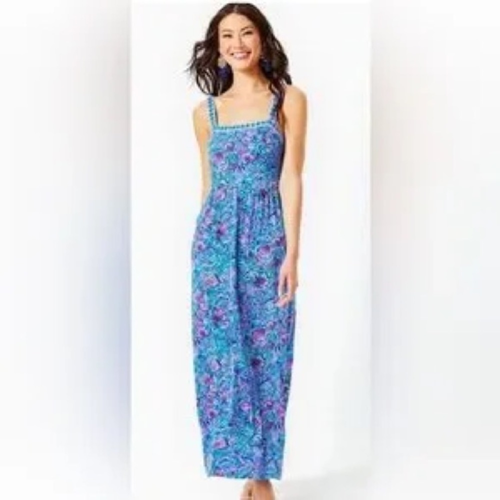 Lilly Pulitzer Mirasol Maxi Dress in Breakwater Blue Shells N Bells Size 14
